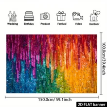 1 lá cờ nền cầu vồng rực rỡ và lấp lánh, kích thước lớn, làm từ sợi polyester có thể tái sử dụng, thích hợp cho sinh nhật, kỷ niệm, đám cưới và nhiều dịp khác, đa chức năng trong nhà. - Nhiều màu - Xem 5