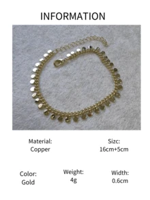 1 件夏季时尚金色圆盘流苏手链，基本日常配饰（圆盘数量随机） - 金黃色 - 查看 7