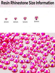 2000 buah Rhinestone Resin Pipih Warna Merah Muda Cerah Ukuran 3-6mm, Permata Jelly Bulat Cocok untuk Aksesoris, Sepatu, Pakaian, Kosmetik, Dekorasi Tas - Merah mawar tua AB - View 4
