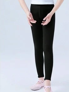 少女三件套舞蹈裤、紧身裤、黑色短裤、七分裤和长裤 - 黑色 - 查看 4