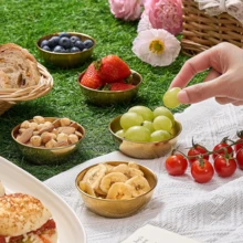 4/8 piezas Juego de tazones para salsa y platos de lujo dorados, platos para condimentos y postres de acero inoxidable de alta calidad, vajilla elegante, adecuado para Navidad/Año Nuevo/Boda/Día de la Madre/Fiesta - Multicolor - Ver 7