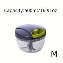 Manual Food Chopper, Spice Grinder And Herb Grinder - Multi-Functional Garlic Press, Vegetable Chopper And Meat Grinder, With Stainless Steel Blades And Durable ABS Plastic Container, Easy To Clean. Ideal For Chopping Various Foods At Home. It Is An Essential Kitchen Tool, No Electricity Required. - Blue - View 13