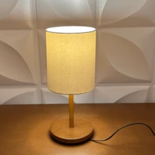 Bedside Table Lamp For Bedroom Decoration With Fabric Shade - 鏽棕色 - 查看 1