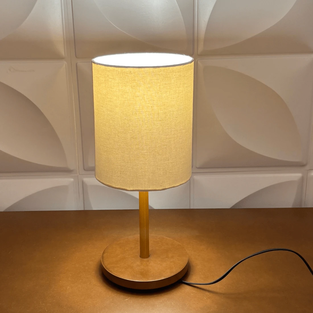 Bedside Table Lamp For Bedroom Decoration With Fabric Shade - 鏽棕色 - 查看 1