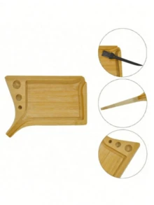 1个便携式迷你竹制香烟托盘，小巧耐用，适合居家、旅行、户外野餐和日常使用，香烟架托盘 - 彩色 - 查看 8