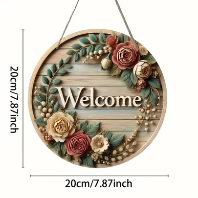 Charming Vintage Wooden Welcome Sign With Floral Wreath - Perfect For Spring, Home & Porch Decor Ideal Gift For Women