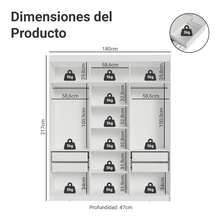 Ropero Closet Madesa Venus 6 Puertas 2 Espejos 180cm BB 04 - Blanco/Blanco/Marrón - Ver 3