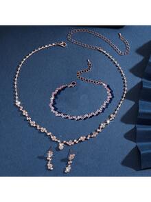 经典优雅新娘婚礼简约珠宝项链套装情人节配饰 - 白色 - 查看 9