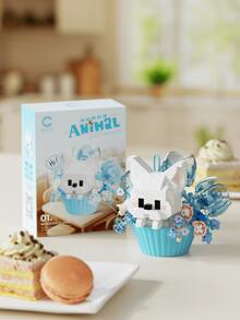 Bloques de construcción de postre con diseño de animales lindos en maceta, bloques de construcción creativos para niños, juguete de rompecabezas como regalo para niños y niñas, adecuado para Navidad, Año Nuevo, cumpleaños