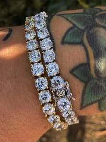 8英寸男士时尚简约网球链手链，链轻盈奢华嘻哈风格，适合日常佩戴 - 波浪手鍊 - 查看 5