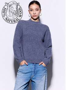 100% 美利奴羊毛衫，保暖针织衫，柔软亲肤，米色，适合秋冬季、新年、感恩节穿着。 - 灰色 - 查看 1