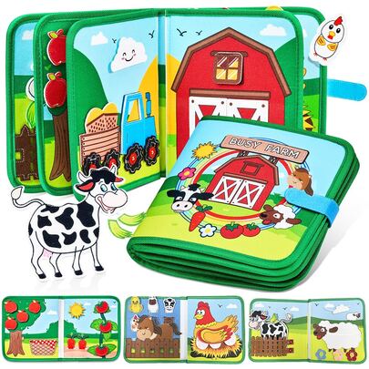 Montessori Busy Board Toy, Suitable For Toddlers, Farm Animal Themed, Sensory Toy, Preschool Education, Fine Motor Skills Training, Travel Activity Toy, Suitable For 3-6 Years Old Boys And Girls, Christmas And Birthday Gift