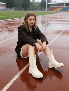 Women's New Elastic Rain Boots, Mid-Calf Rain Boots, Chelsea Waterproof Anti-Slip Rain Boots, Suitable For Outdoor Wear Insulation, Galentines, Puppy, Carnival,Spring Summer Picks,Brides Maid Gifts,Room,Bedroom Decor,Beach,Travel,For Men,For Women,Vacation - Multicolor - View 3