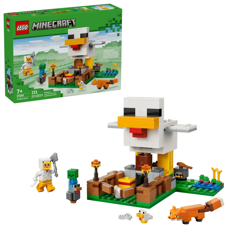 Đồ chơi xây dựng và đóng vai trang trại gà LEGO  dành cho bé trai và bé gái - Bộ đồ chơi trò chơi điện tử và các nhân vật đồ chơi dành cho trẻ em, từ 7 tuổi trở lên - Có nhân vật gà quạt - Ý tưởng quà tặng sinh nhật - 21585 - Nhiều màu - Xem 1