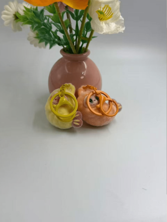 可爱植绒钥匙扣，萌萌的炸虾天妇罗布艺吊坠，多功能3D立体玩偶，精美小礼物