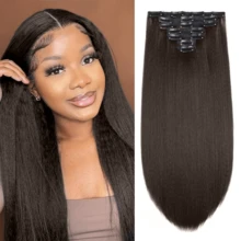 12-28Inch Clip In Hair Extensions Snythetic Hair Clip Ins Double Weft Kinky Straight Clip Ins For Women 7pcs Clip On Hair Extensions Synthetic Hair - Multicolor - View 25