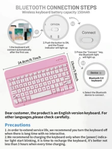 Pink Glitter Keyboard Protective Case, Compatible With Samsung Galaxy Tab And IPad, Redmi Pad SE, With Detachable Wireless Bluetooth Keyboard And Apple Pencil Holder (Apple Pencil Not Included), Ultra-Thin Lightweight Stand Protective Cover, IPad Case - Pink Glitter - View 9