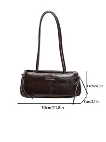 Fashionable Retro Underarm Baguette Bag, Unique Design - Coffee - View 8