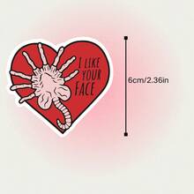 Hình dán bọ ngoài hành tinh hôn mặt "Tôi thích khuôn mặt của bạn" - Chất liệu vinyl chống thấm nước, chống trầy xước, tự dính, hình hoạt hình với thiết kế hình trái tim vỡ ngực và xúc tu màu đỏ, thích hợp cho ô tô, xe máy, máy tính xách tay, túi xách, đàn guitar - Quà tặng cho người hâm mộ phim Alien - Nhiều màu - Xem 3