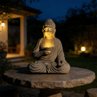 1 PC Solar Buddha Garden Statue Lamp Outdoor Waterproof Zen Decor Atmosphere Light For Lawn Yard Patio