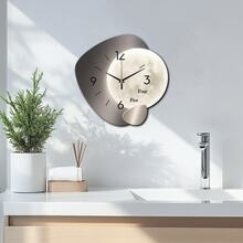 1 Set Thick Wooden Decorative Clock, Creative Wall Clock, Modern Design With Arched Metal Frame And White Background, Available In 11.81" Or 15.75", Battery Operated (Batteries Not Included), Perfect For Bedroom, Living Room, Study, Balcony, Great Gift For Christmas, New Year, Mother's Day, Father's Day, Wedding, Friends, And Home Decor - Moonlight Color - View 7