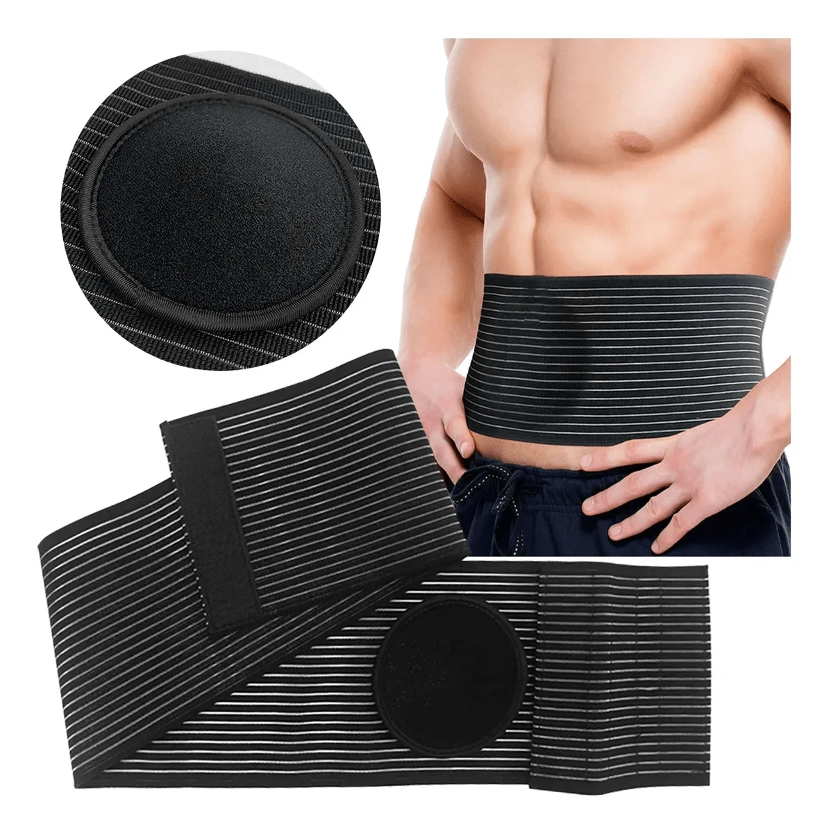 Adjustable Abdominal Navel Hernia Support Belt, High Quality - Black - View 1