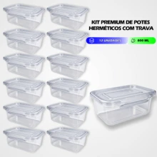 Kit Of 12 To 5 Premium Fitness Meal Prep Containers, 800ml – Airtight, Modern Design And High Seal, Microwave And Freezer - 透明 - 12 - 查看 9