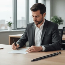 1.0mm Medium Black Metal Ballpoint Pen - Smooth Writing Black Ink Ballpoint Pen | High-End Durable Retractable Pen For School, Home And Office - Black - View 2