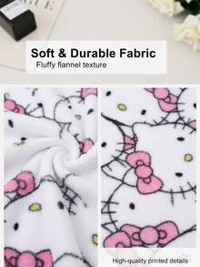 SANRIO Flannel Cartoon Pajamas, Thickened Fleece, Autumn/Winter Anime Print Women's Pants, Couple Lounge Pants, Casual Homewear, Suitable For Family Relaxation, Sleep Or Rest, Holiday Gift, Birthday Gift, Back To School Gift, New Year Gift - White - View 3