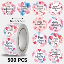 JOERBABU the little kangaroo Bobbie 500pcs/Roll Heart Shaped Stickers, Ideal For Gift Decoration. Happy Valentine's Day, 8-10 Assorted Designs, Size: 2.5 Cm / 1.0 Inch. Suitable For Small Gifts, Packaging Bags, Gift Decoration, Etc. - Multicolor - View 2