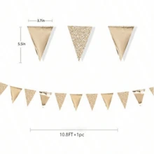 1 pieza Banderín triangular decorativo de fiesta con brillo dorado champán, de papel metalizado y papel con brillo, adecuado para fiestas con tema dorado champán, fiestas de graduación, despedidas de soltera, fiestas de compromiso, duchas nupciales, cumpleaños, bodas, bautizos, baby showers, fiestas de aniversario, fiestas festivas, fiestas de San Valentín, fiestas de jardín - Champán - Ver 11