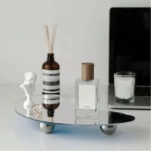 1pc Modern Geometric Acrylic Tray, Asymmetrical Shaped Acrylic Tray, Candle & Fragrance Holder, Jewelry Display Tray, Luxury Home Decor Accessory, Suitable For Roman Style Decoration, Room And Bedroom Decor, Makeup Room Decor - Multicolor - View 8