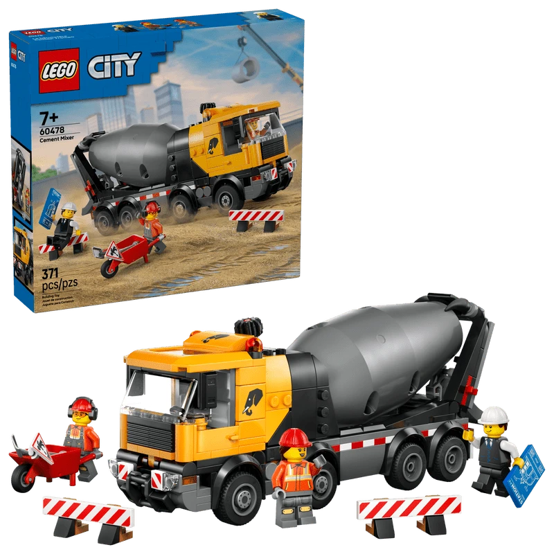  LEGO City Betonmischer LKW Baustein Spielzeug für Jungen & Mädchen, ab 7 Jahren - Rollenspiel Bau Spielzeug mit drehbarem Trommel & 3 Arbeiter Minifiguren - Geburtstagsgeschenkidee - 60478