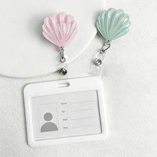 1pc Striped Shell Shaped ID Card Holder, Multifunctional Design Suitable For Credit Cards, Bus Cards, Student IDs, Etc. - one-size - View 4
