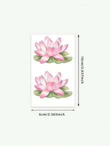 1片逼真荷叶图案临时纹身贴纸，防水防汗，适合日常使用，可持续3-7天，是情人节的理想之选。