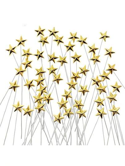 50 st stjärnformade tårtdekorationer, guld- och silverfärgade plasttårtdekorationer med pinnar, lämpliga för födelsedagstårtor, dessertbord, Ramadanfester för att förbättra visuella effekter, flerpack för att möta olika dekorationsbehov