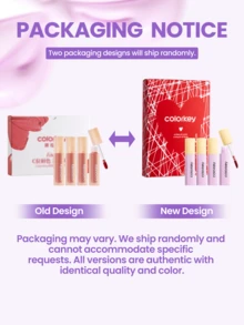 COLORKEY 4pcs Mini Lip Gloss Set, Waterproof Matte Liquid Lipstick, Non-Stick, Long-Lasting And Non-Stick, For Spring Summer Ideal, Reduce Lip Fine Lines Liquid Lipstick Travel Set Lip Combo, Brand Beauty, Makeup Face Paint Cosmetic, For Women Girls Perfect, For Spring Summer Ideal, For Y2K Fancy Fashion, Suitable For Birthday, Mother's Day Gift, Rave Party Ready, Best Color, 90S Retro Glam Makeup Look, For Travel, Prom Makeup - Watery Lip Tint Gift Set - 查看 8