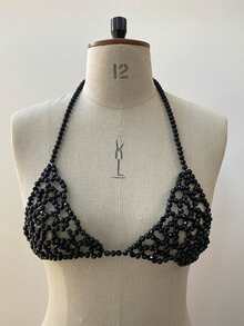 1件个性化时尚串珠胸罩链，性感沙滩派对上衣，奢华女士假日身体链