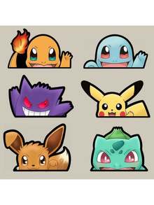 pokemon 新款宝可梦汽车贴纸，经典角色造型，可爱车身贴花，防水防紫外线，持久耐用，不易脱落褪色，是打造个性化吸睛DIY汽车造型的理想之选，适用于汽车装饰、家居装饰、生日派对、节日装饰等场合，实物比图片更漂亮