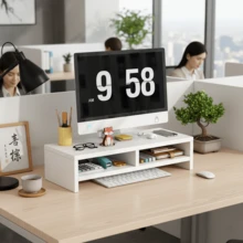 モニター台 パソコン台 組立簡単 滑り止め 2段収納 「人間工学デザイン！姿勢改善」幅50cm モニタースタンド 50ⅹ25ⅹ14 耐荷重40kg パソコンラック キーボード収納 PCラック プリンタ台 卓上 収納 工具不要 耐荷重設計 - ホワイト - チェックする 1