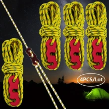 4pcs High Visibility Reflective Camping Ropes - Durable Oxford Fabric, Weather-Resistant, With Easy Clip System - Ideal For Pitching Tents And Outdoor Adventures, Multipurpose, Suitable For Ropes, Clotheslines, Camping Accessories - Multicolor - View 8