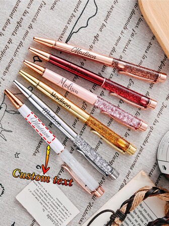 โลโก้ข้อความที่กำหนดเอง, สีสันสดใส, แบบใช้น้ำมัน, ผงทอง, ทรายไหล, ปากกากลม, เหมาะสำหรับงานแต่งงาน, ของขวัญสำหรับนักเรียน, ครู, ใช้ในชีวิตประจำวัน, ของขวัญที่สมบูรณ์แบบสำหรับเพื่อน, ครู, ครอบครัว, เพื่อนร่วมงาน, 1/5/10/20 ชิ้น