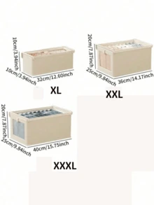 One Beige Storage Basket With A Transparent Window. Stackable, Durable Material, Multi-Functional Storage Box Suitable For Clothing Organization And Wardrobe Storage. Foldable Design For Easy Storage. Can Be Used For Clothing Sorting Or As A General Storage Box. - Multicolor - View 4
