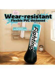 1pc Thick PVC Inflatable Punching Bag, Freestanding Stress Relief Punching Bag For Home Fitness, Boxing Equipment - Baby Blue - View 5