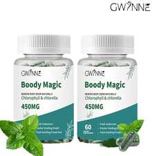 Gwynne Boody Magic Tabletas De Clorofila Natural Para El Olor Corporal Femenino Contiene 450 Mg De Clorofila Y Chlorella, Suplemento Desodorante Corporal Para Hombres Y Mujeres,60 Cápsulas - 2 piezas - Ver 1