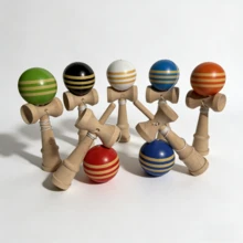 1pc Reaction Training Set | Striped Kendama Skill Ball, Unisex Wooden Balance Toy, Outdoor Leisure Skill Development, Random Style - Multicolor - View 4