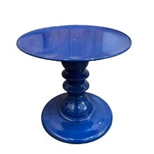 Mosaic Plate With Turned Base, 19.5 X 22 Cm, Decorative, ABS Plastic - Teal Blue - View 1