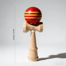 1pc Reaction Training Set | Striped Kendama Skill Ball, Unisex Wooden Balance Toy, Outdoor Leisure Skill Development, Random Style - Multicolor - View 5
