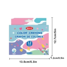 Crayones triangulares de 12 colores, de tamaño mediano, con colores vivos, excelente cobertura y menor propensión a romperse. Ideales para dibujos infantiles, proyectos artísticos en el hogar y la guardería, seguros y no tóxicos, con fácil aplicación del color. Adecuados para garabatear al aire creaciones dibujadas a mano, sirven como herramienta creativa para pintar. - Multicolor - Ver 3