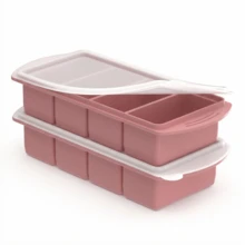 Silicone Freezer Trays With Lid, 1 Cup Silicone Freezer Food Molds, Food Storage Containers With Lids For Soup, Sauce, Broth & Leftovers, Large Ice Cube Tray With Easy Release Design, Meal Prep Containers For Portion Control, Oven & Dishwasher Friendly, 2-Pack - 藕粉色 - 查看 9